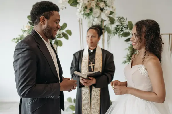 a female minister marrying a couple from Life Church Leander in Leander, TX - church near me